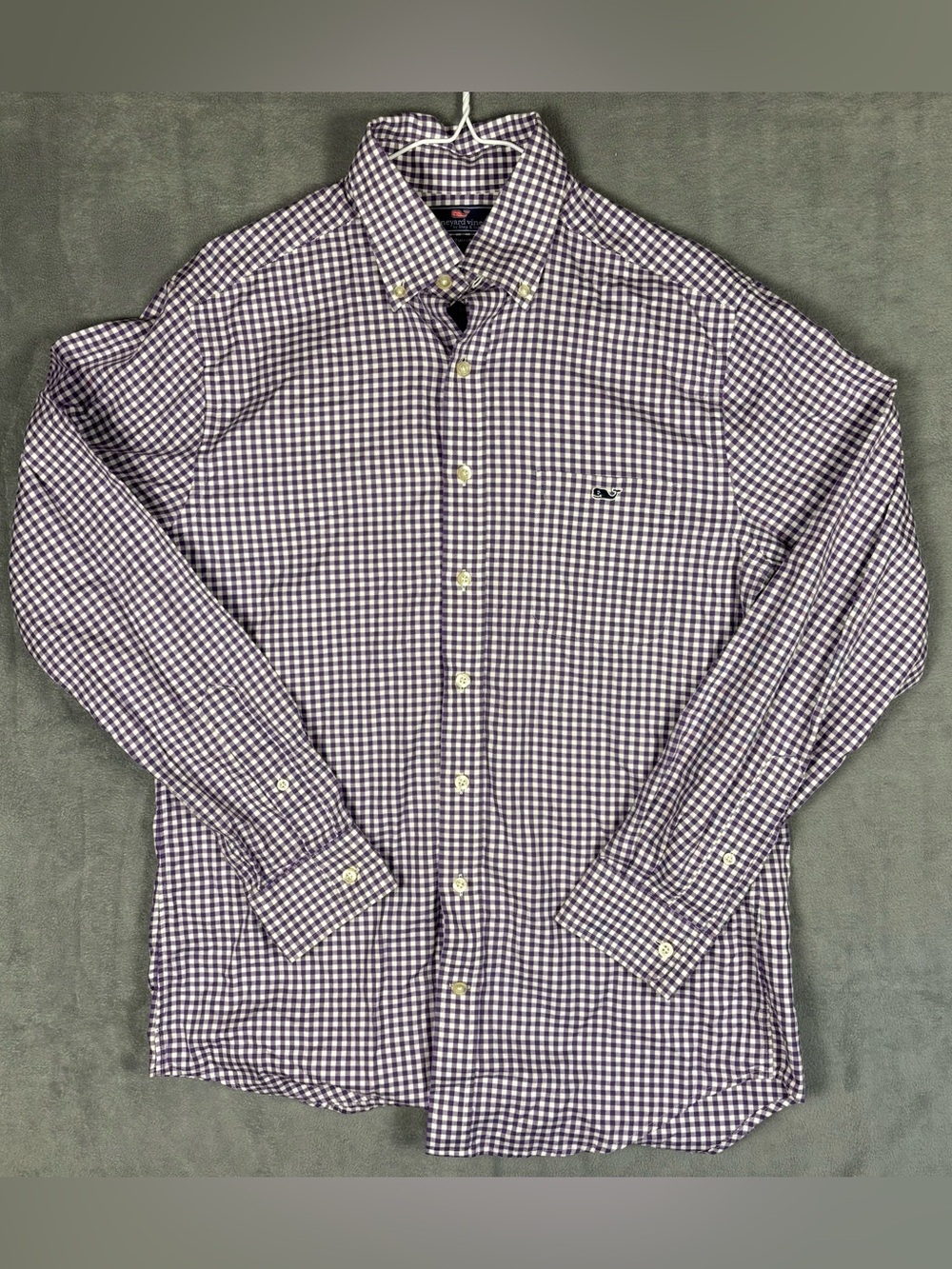 Vineyard Vines Mens M Slim Fit Tucker Shirt Purple White Gingham Button Down